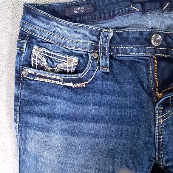 VIGOSS Dublin Boot Cut Jean Women 32x32, Tag 7/8x33 Heritage Fit Embellished - Picture 4 of 16